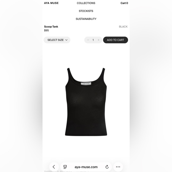 NWT AYA MUSE Scoop Tank Top Black XS Minimalist Semi Sheer Revolve - Picture 5 of 14